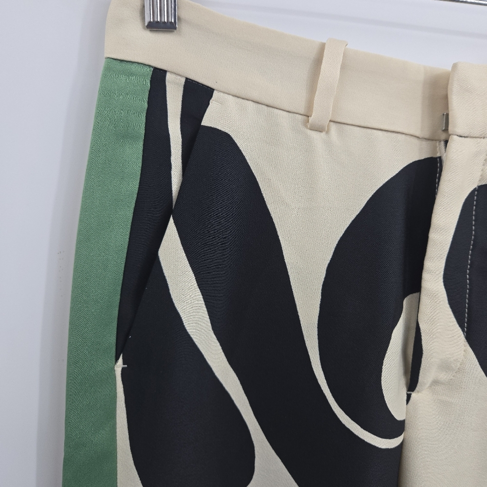 Zara Pants Wide Leg Print Cream Black Swirl XS - Picture 7 of 16